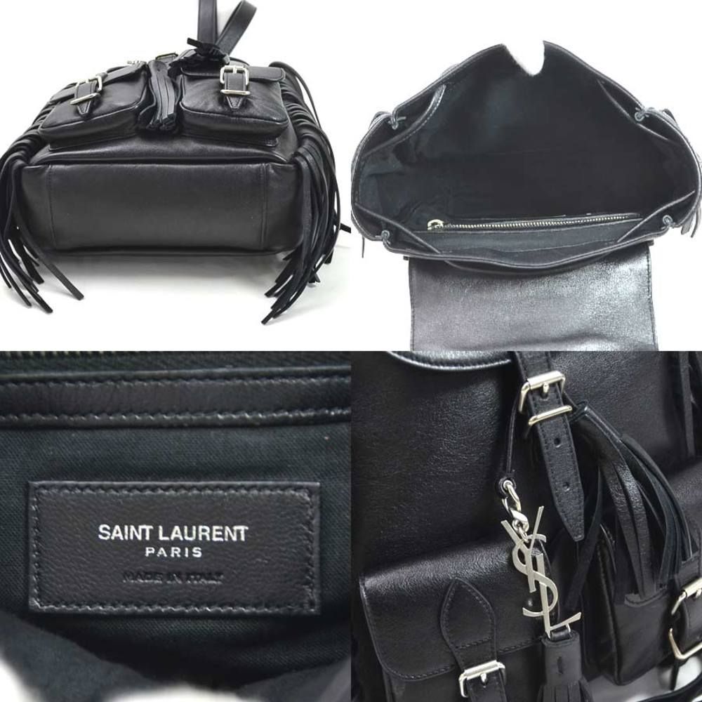 Saint Laurent Festival Fringe Backpack Leather Black Silver Hardware - Picture 3 of 3